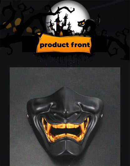 Halloween Cosplay Airsoft Mask Protective Fashion Half Face Mask Prajna Hannya Mask Japanese Samurai Evil Oni Demon Party Decor