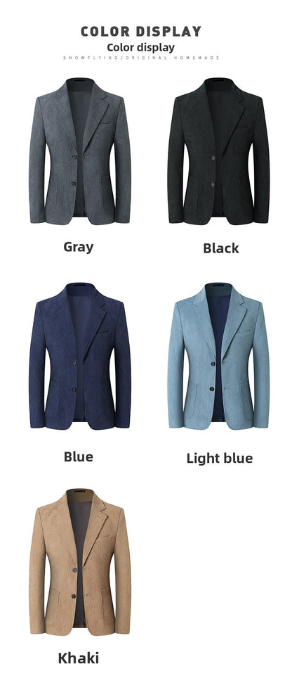 Blazer Hombre High-quality Men's Fashionable Corduroy Jacket Business Casual Social Banquet Formal Suit Jacket Plus Size Blaze