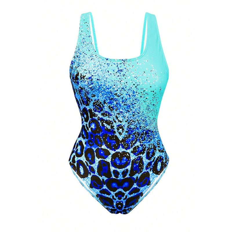 New Sexy Printed Bikini Tie Dye Leopard Print Backless Sports Swimsuit Women's One-piece Bikini Set