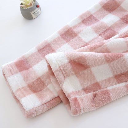 Women Pajama Pants Yoga Pants Elastic Waist Fuzzy Fleece Plaid Bottoms Soft Lounge Sleepwear With Pockets Plush Pajamas Pants