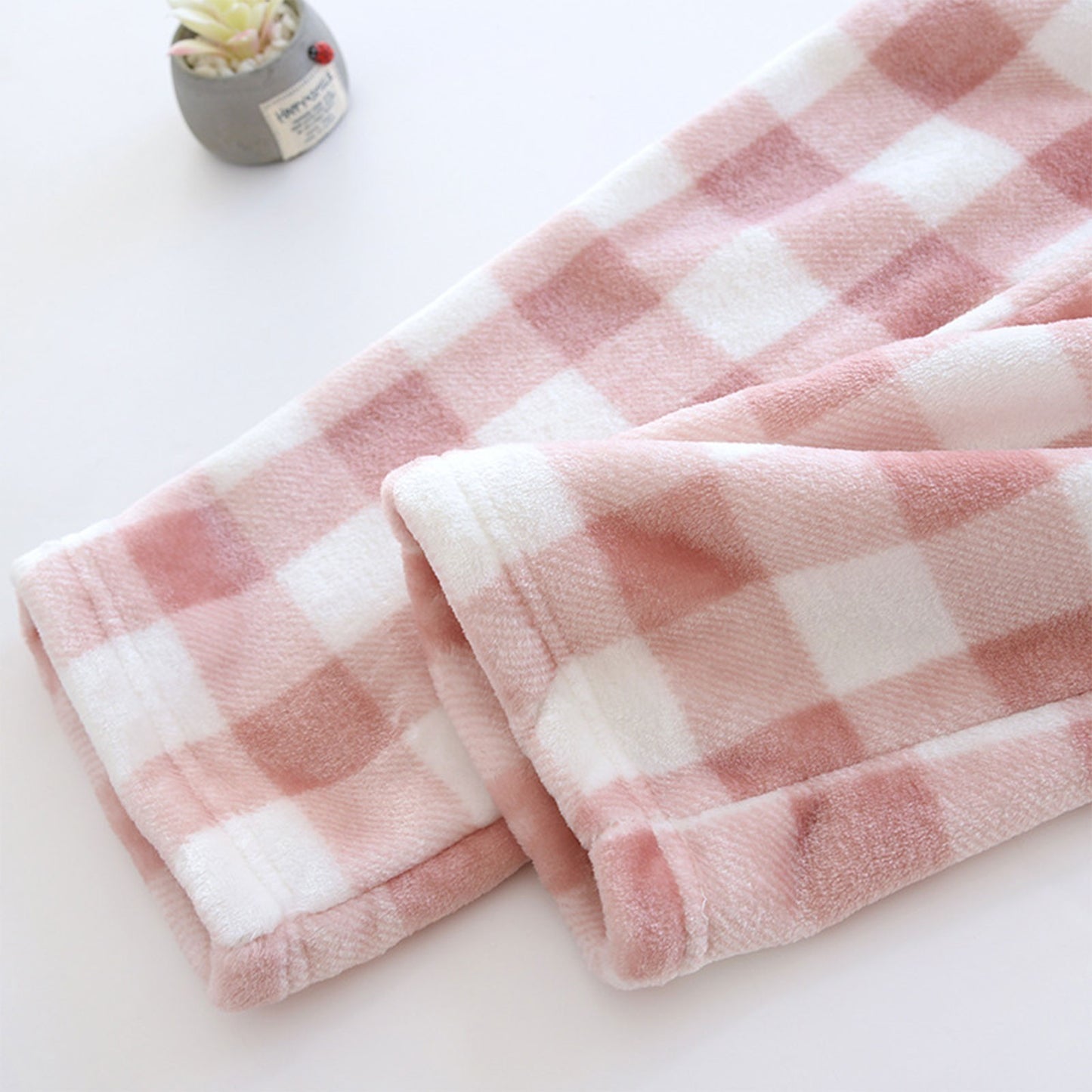 Women Pajama Pants Yoga Pants Elastic Waist Fuzzy Fleece Plaid Bottoms Soft Lounge Sleepwear With Pockets Plush Pajamas Pants