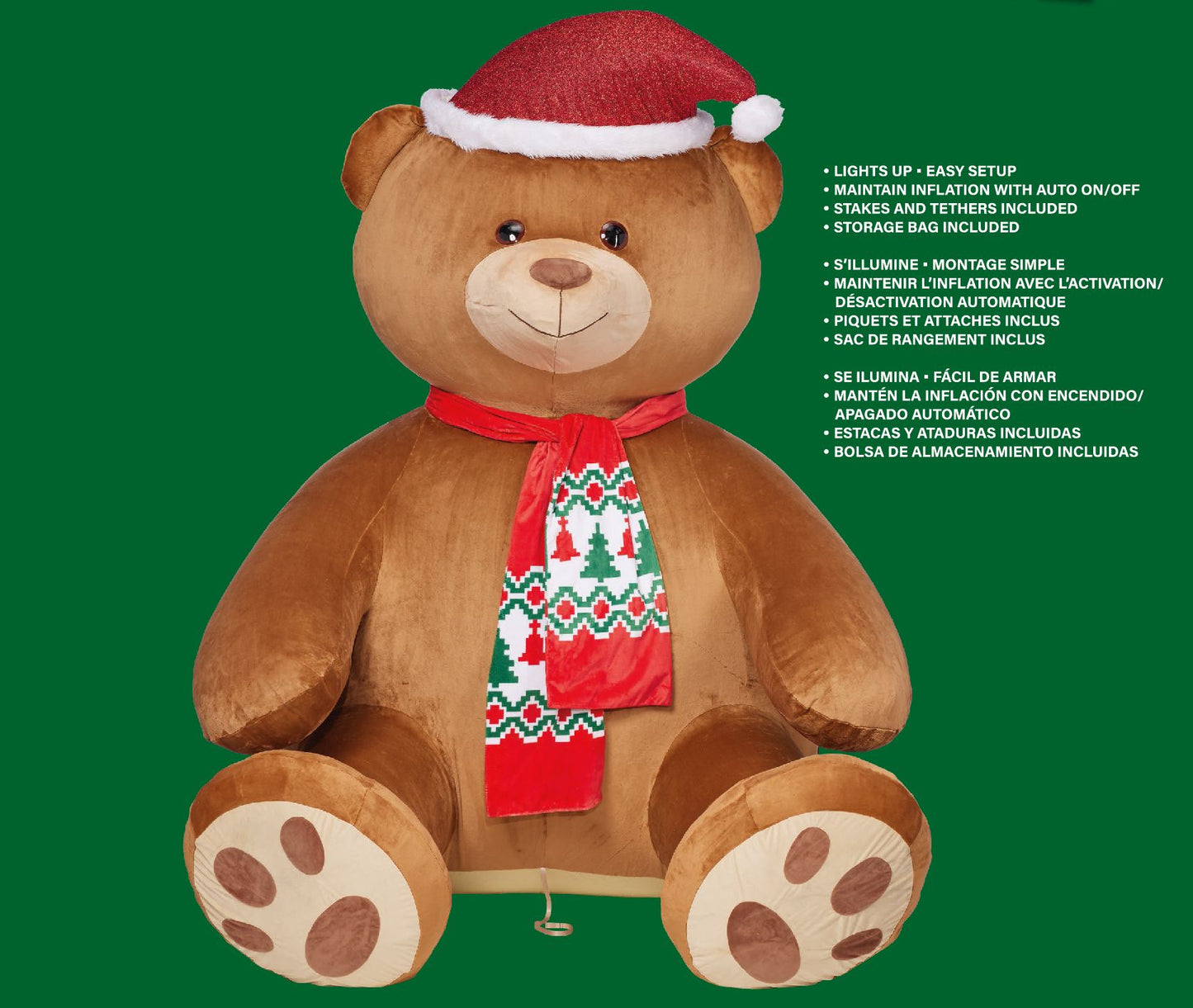8ft Tall (245cm) Christmas Inflatable Christmas Bear