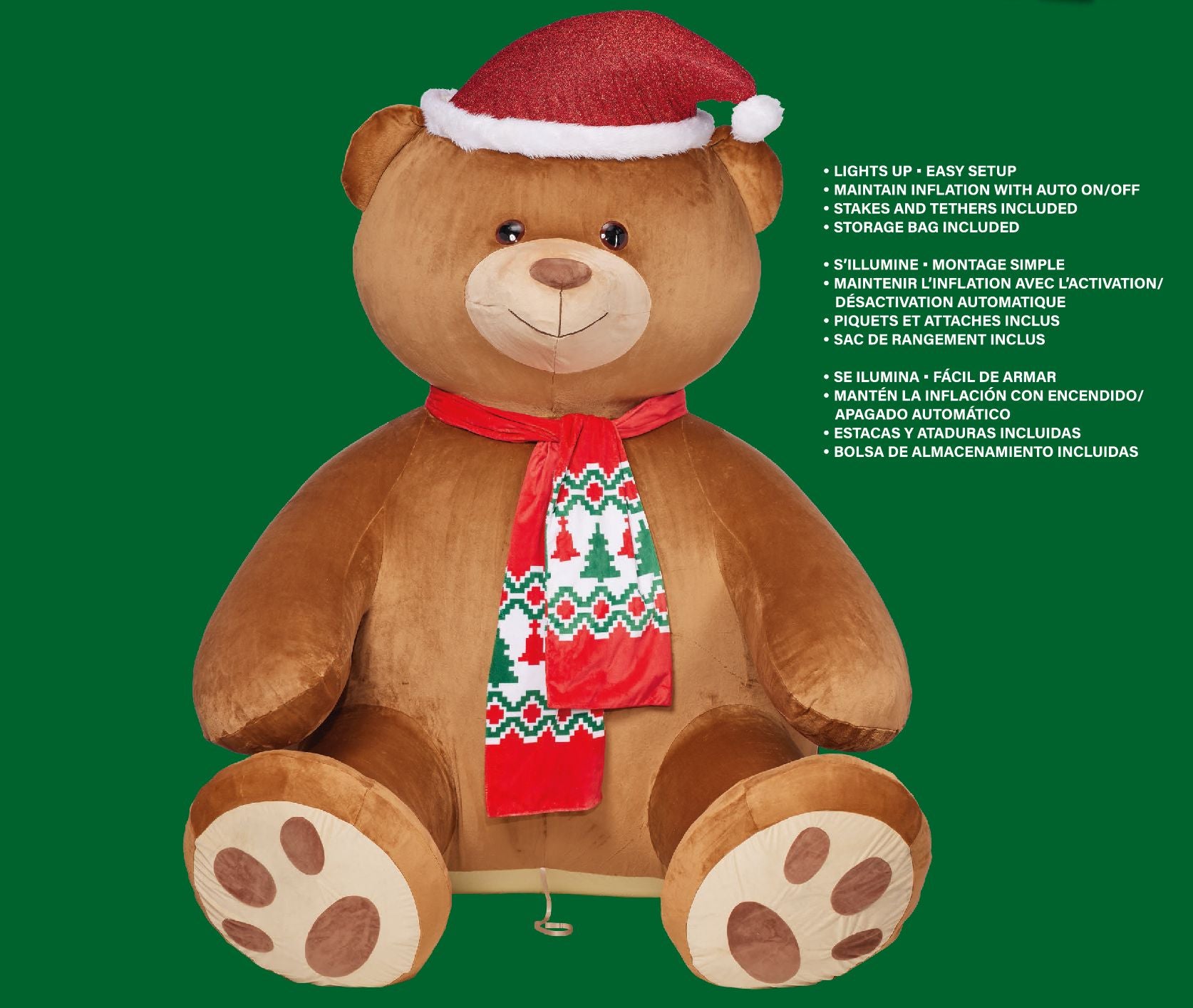 8ft Tall (245cm) Christmas Inflatable Christmas Bear