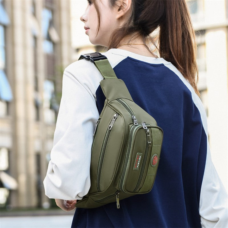 Unisex Multifunctional Waist Bag Large Capacity Waterproof Oxford Business Pack Trendy Crossbody Chest Bag for Travel Work