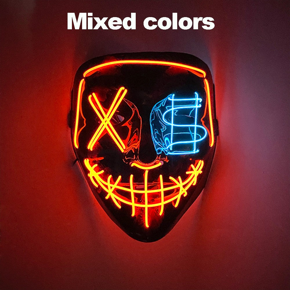 2026 Halloween Party Supplies Luminous LED Purge Mask Wireless EL Neon Light Full Face Mask Cosplay For Adult Glow In The Dark