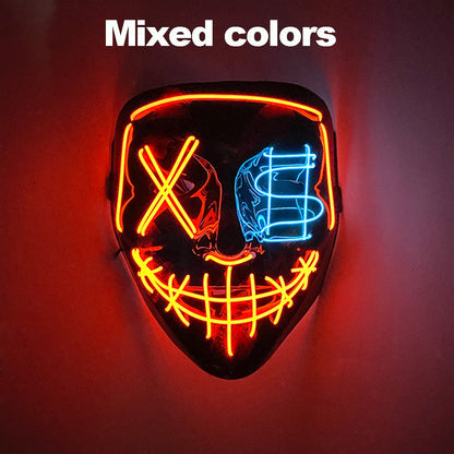 2026 Halloween Party Supplies Luminous LED Purge Mask Wireless EL Neon Light Full Face Mask Cosplay For Adult Glow In The Dark