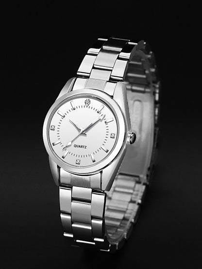 Ladies Fashionable Compact Stainless Steel Quartz Watch Ideal Mother's Day Gift Watch (No Box Included)