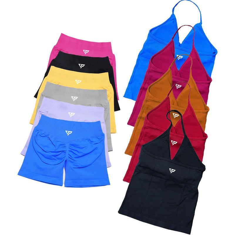 Women's Sports Gym 2-piece Set Vest High Waist Seamless Shorts Gym Wear Sportswear Essential for Workout