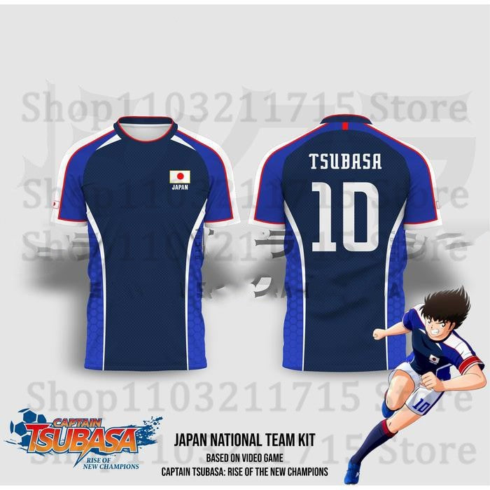 Japan National Team Kit Captain Tsubasa Football Jersey 3D Print Anime Cosplay Soccer T-Shirt Men Women Sport Tees Kids Y2k Tops