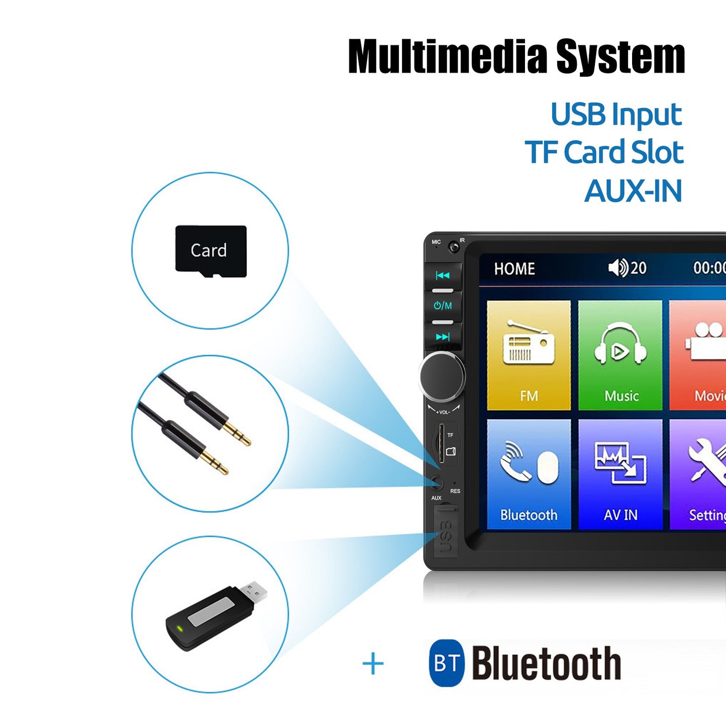 ESSGOO 7 Inch Car Stereo Radio Carplay Android Auto  2 DIN AUX FM Bluetooth USB TF Touchscreen Mirror Link