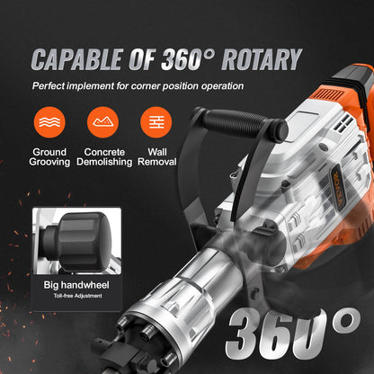 SucceBuy Martelo Demolidor 1500W/2200W/3500W Martelo Quebrador de Concreto Pesado Elétrico 2/4 peças Cinzel
