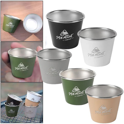 Conjunto de 4 Canecas de Aço Inoxidável, para Acampamento ao Ar Livre, Caneca de Café Empilhável para Viagem, Piquenique, Churrasco, Caminhada - Presente de Feriado