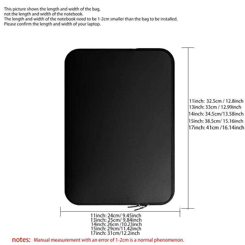 Laptop Inner Liner 11 Inch 12 Inch 13 Inch 14 Inch 15 Inch 17 Inch Laptop Bag
