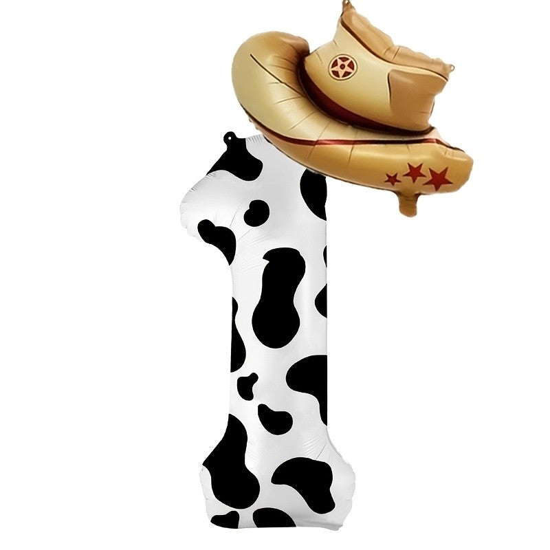 2pcs-40 inch 0-9 digital and hat balloon set, suitable for birthdays, farm themed parties, and New Year celebrations