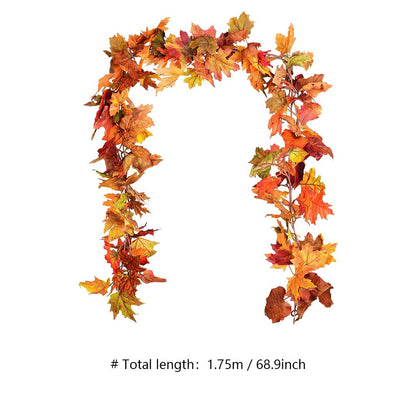 1/2Pcs 175cm Artificial Fall Maple Leaf Garland Fake Plants Autumn Decor Leaves Vine for Thanksgiving Halloween Decoration Gifts