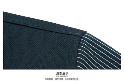 Fashion Fake Two-piece Men Long Sleeve Shirt Stripe Splice Lapel Loose Casual Pullover Tops 2025 Male Formal Business Polo Shirt