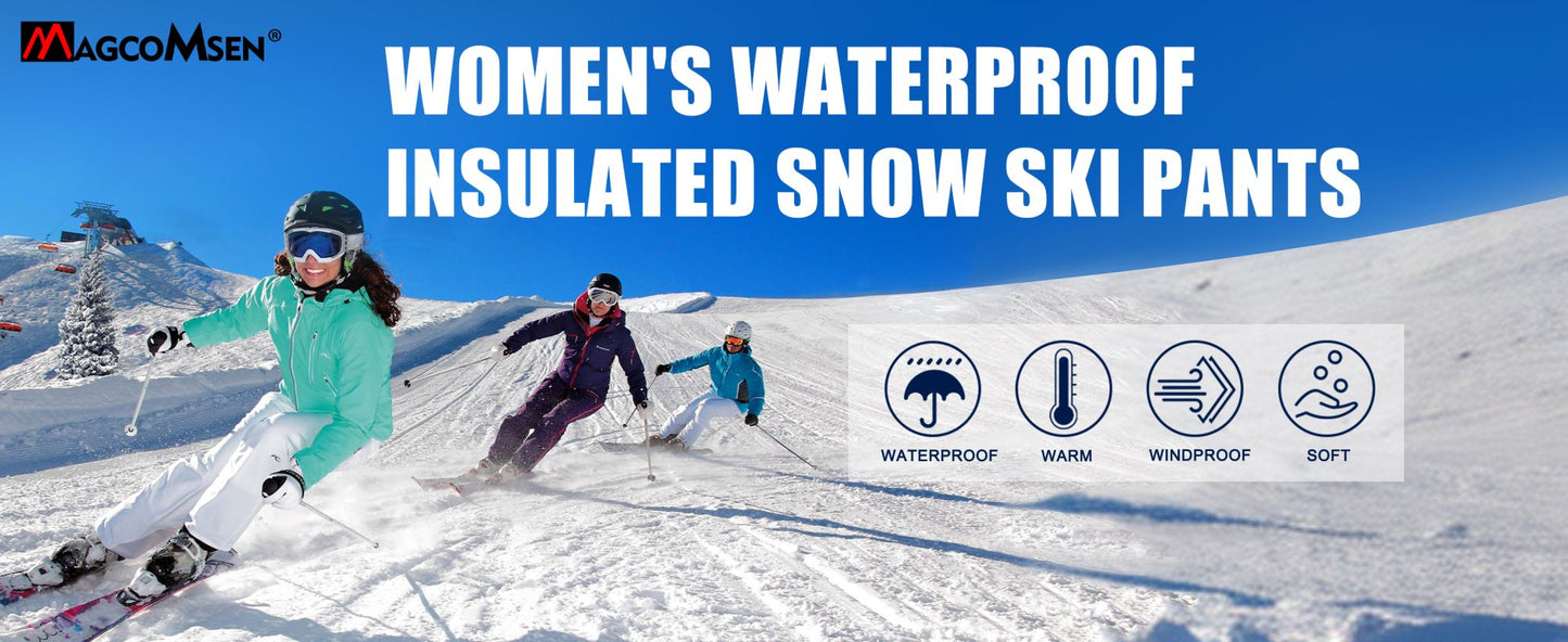 MAGCOMSEN Women's Softshell Pants Fleece Lined Winter Hiking  Ladies Pants Snow Ski Trousers Waterproof Ripstop Warm Cargo Pants