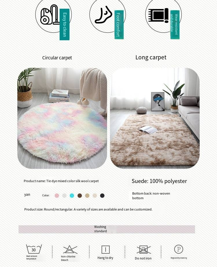 VIKAMA Ultra Soft Shaggy Round Rug Pad Fluffy White Carpet Living Room Home Decor Bedroom Kids Room Salon Thick Pile Carpet