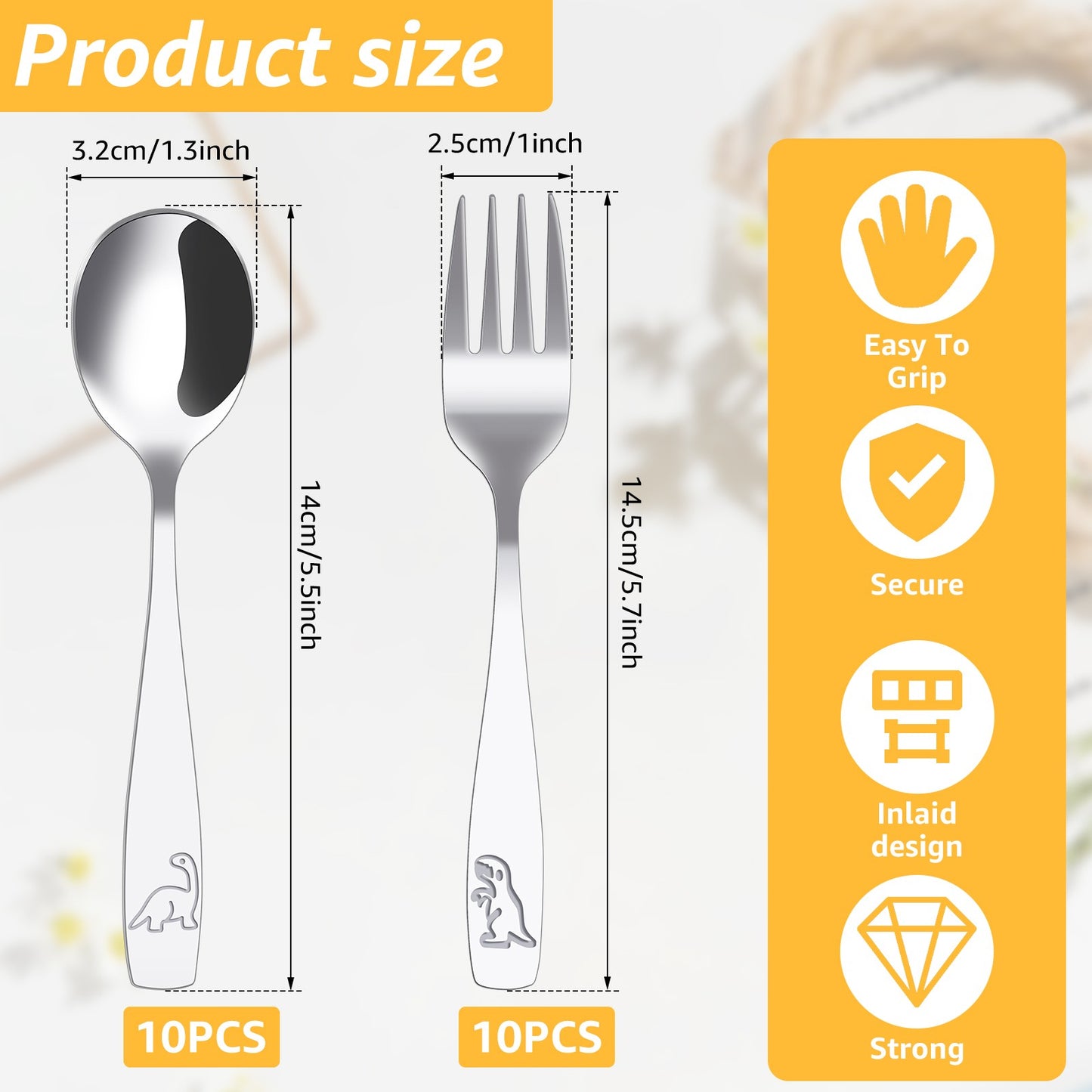 10/20Pcs Kids Silverware Set Stainless Steel Kids Fork Spoon Set Funny Dinosaur Flatware Set for Children Toddler Accessories