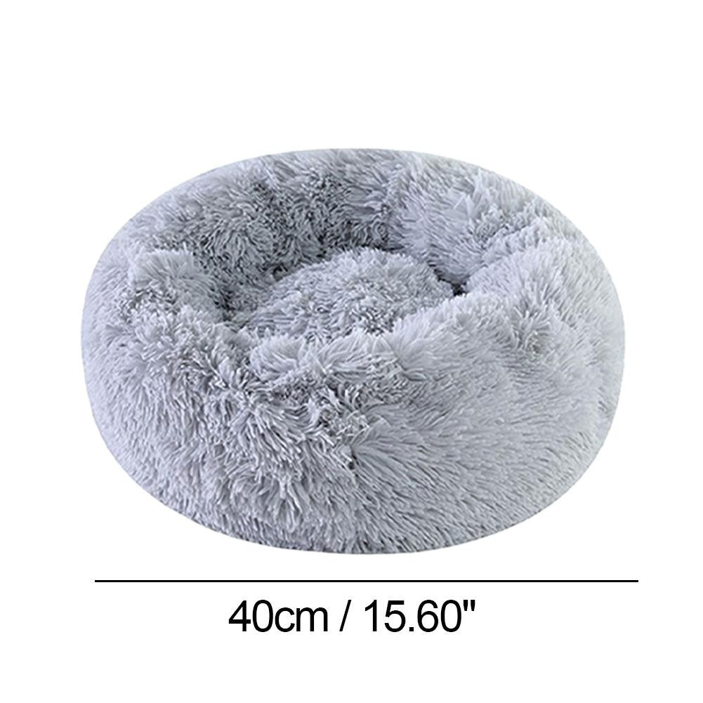 Almofada de Cama para Gatos e Cães de Pelúcia Macia e Quente com Pelo Sintético, Cama Redonda Calmante em Formato de Donut Confortável e Lavável para Cães e Gatos de Pequeno e Médio Porte