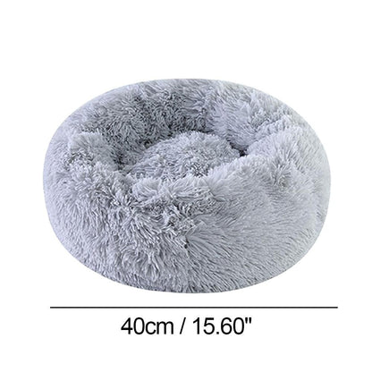 Almofada de Cama para Gatos e Cães de Pelúcia Macia e Quente com Pelo Sintético, Cama Redonda Calmante em Formato de Donut Confortável e Lavável para Cães e Gatos de Pequeno e Médio Porte