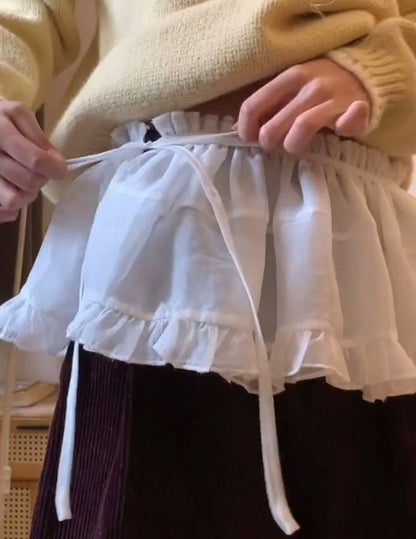 Y2K Trim Lace Up Short Fart Curtain Skirt Spring Layered Skirt INS Women Wrap Skirt Bandage Dress Apron Curtain Expansion Skirt