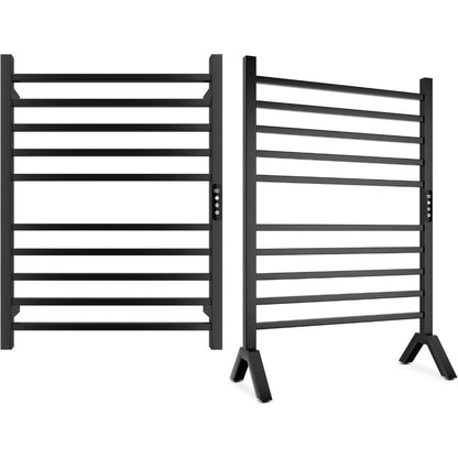 Poloma Wall Mounted & Freestanding Towel Warmer Rack for Bathrooms, Electric Heated Towel Rack Heater, Stainless Steel, Matt Bla