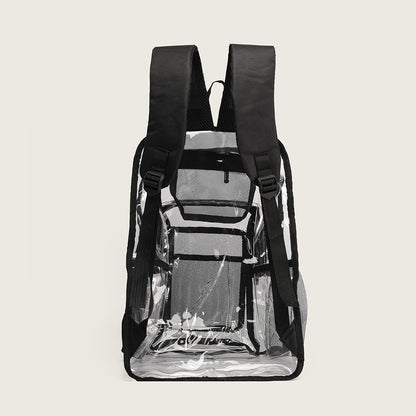 Transparent backpack with large capacity, simple men's and women's bag, outdoor sports, morning jogging and fitness backpack
