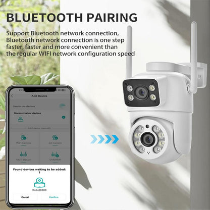 8MP 4K PTZ Wifi Camera Dual Lens with Dual Screen Ai Human Detect Auto Tracking Outdoor Surveillance Security Camera Icsee