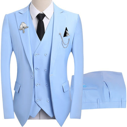 High Quality Classic Men Suit Tuxedo Peak Lapel Groomsmen Wedding Suits Set 3 Pieces(Jacket+Pants+Vest)Fashion Men Business Suit