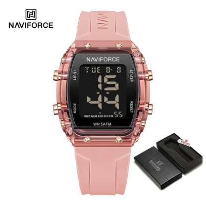 NAVIFORCE Watches for Woman LCD Digital Movement Female Clock Fashion 50m Waterproof Silicone Band Sport Electronic Wristwatches