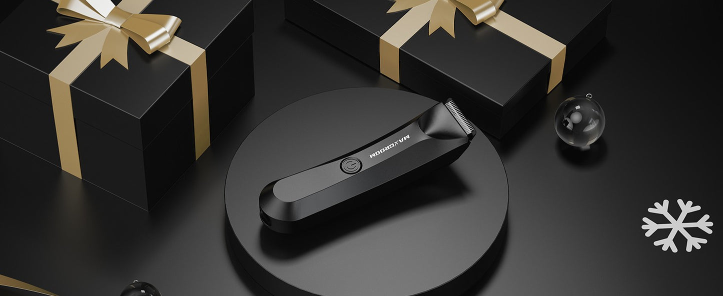 MAXGROOM Man Body Hair Trimmer IPX7 Waterproof Pubic&Groin Hair Groomer Electric Ball Shaver with LED Light Rechargeable Trimmer