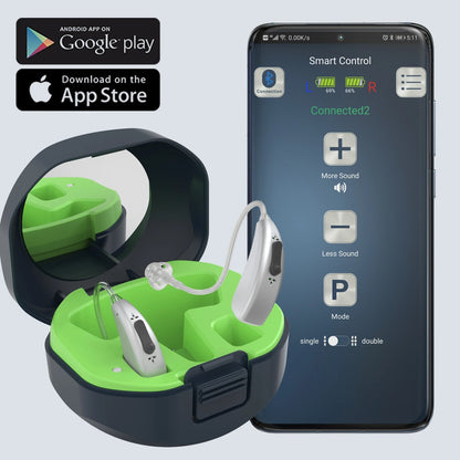 Novo e melhor Aparelho Auditivo Digital Bluetooth BTE de 2024, Amplificador de Som com Tom Ajustável, Portátil, para Idosos Surdos