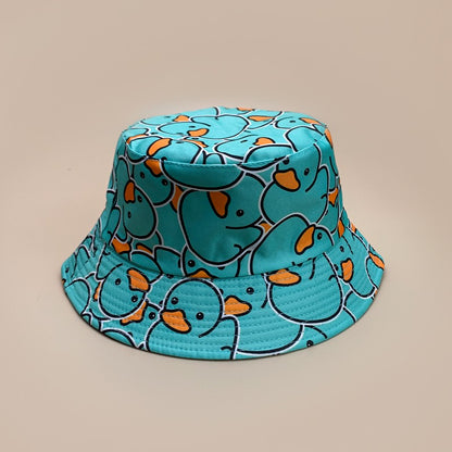 Cartoon Yellow Duck Bucket Hats New Unisex Cute Sunshade Double Sided Wearable Fashion Casual Versatile Outdoor Fisherman Caps