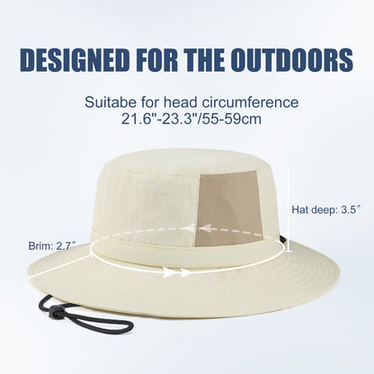 Chapéus Bucket Unissex FEICUI para Mulheres e Homens, Respiráveis, Proteção Solar, Aba Larga, Chapéus de Pesca e Praia com Tiras para o Queixo