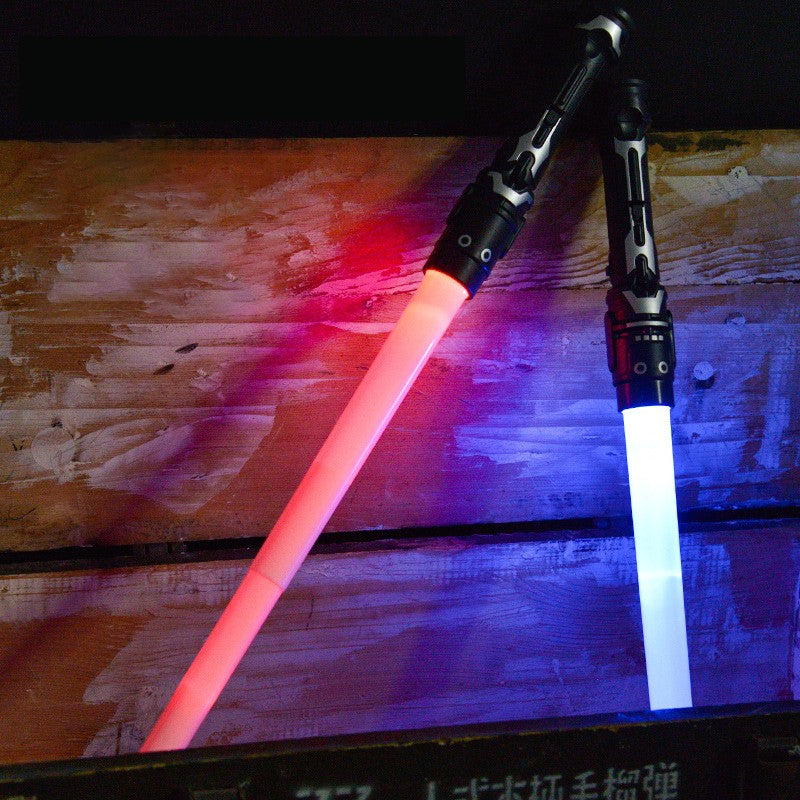 Colorful Glowing Sword Toys Laser Sword Lightsaber Red and Blue Double Saber Telescopic Music Cosplay Cool Flashing Children Toy
