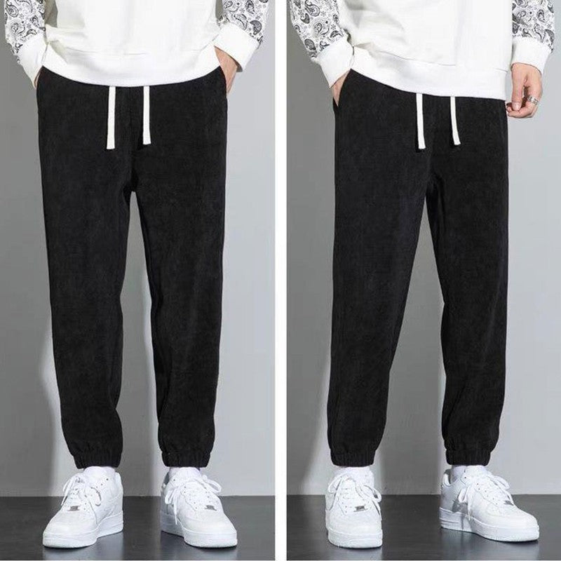 Calça Masculina Moletom Tech Fleece Bordado Sarja Folgada Jogger Calça Harem Masculina Outono Casual Calça Térmica Esportiva Solta