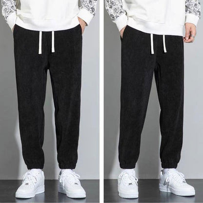 Calça Masculina Moletom Tech Fleece Bordado Sarja Folgada Jogger Calça Harem Masculina Outono Casual Calça Térmica Esportiva Solta