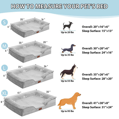 Tapete de dormir para cães de médio e grande porte Cama para cães quadrada Sofá para animais de estimação com espuma viscoelástica Almofada espessa e quente de inverno para cães Capa removível