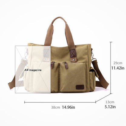 Canvas retro crossbody bag, handbag commuting bag, shoulder bag, work bag, large capacity handbag
