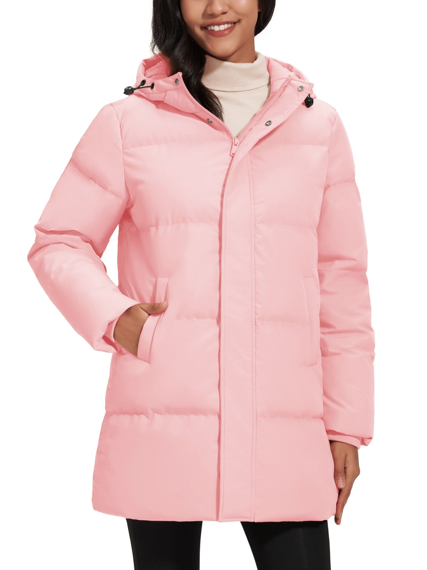 TACVASEN Winter Quilted Duck Feather Down Jackets Womens Padded Puffer Warm Hooded Long Coats Thermal Waterproof Thick Outerwear