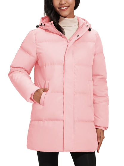 TACVASEN Winter Quilted Duck Feather Down Jackets Womens Padded Puffer Warm Hooded Long Coats Thermal Waterproof Thick Outerwear