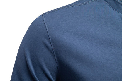 AIOPESON Men's Long SleeveT-shirt Fashion HIgh Quality Cotton t shirt for man button collar basic tshirt