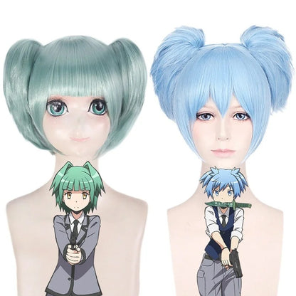 Peruca COS Assassination Classroom Chao Tian Nagisa Azul Gelo Presilha Boca de Tigre Pequena Peruca Mao Ye Maple Peruca de fibra sintética