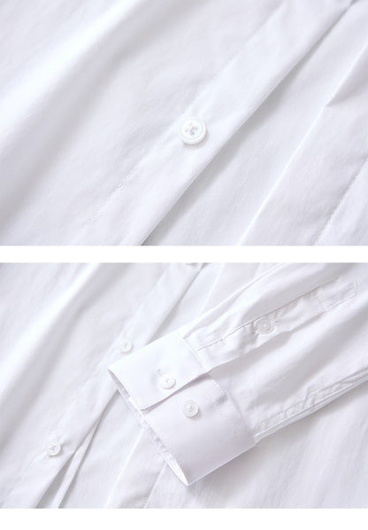 Black Mens Embroidered Long Sleeve Shirt, Black Single Breasted Lapel Casual Shirts, Asian Size M-6XL