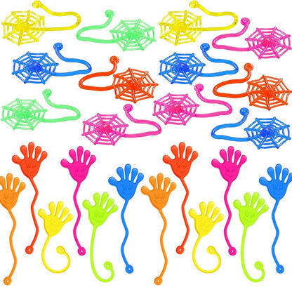 10-30pcs Sticky Hands & Spider Web Toy Stretchy Stress Relief Fidget Toys for Adult Birthday Favor Halloween Gift Supplies