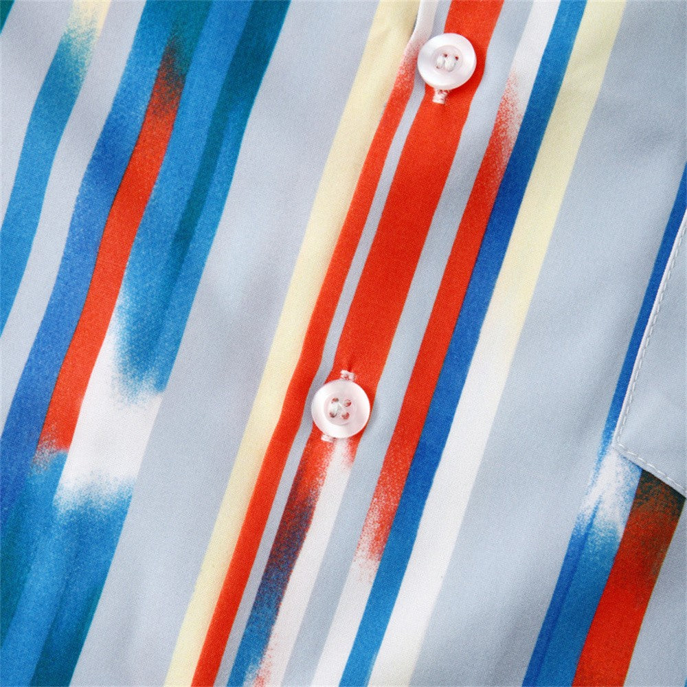 Summer Men Stripe Casual Shirts Hawaiian Beachwear Streetwear Fashion 3d Print Short Sleeve Holiday Imported Clothing Floral