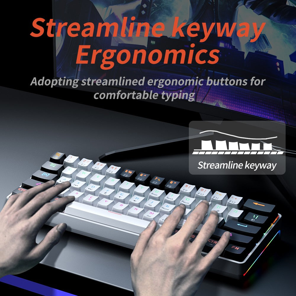 MUCAI MK61 RGB backlit esports gaming mechanical keyboard with red axis wired detachable cable USB interface hot swappable