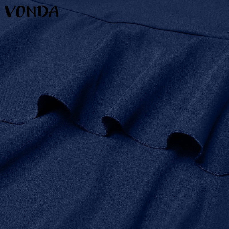 VONDA Plus Size Women Party Skirt 2024 Street High Waist Fashion Multi Layered Ruffled Hem Long Maxi Skirts Elegant Swing Bottom