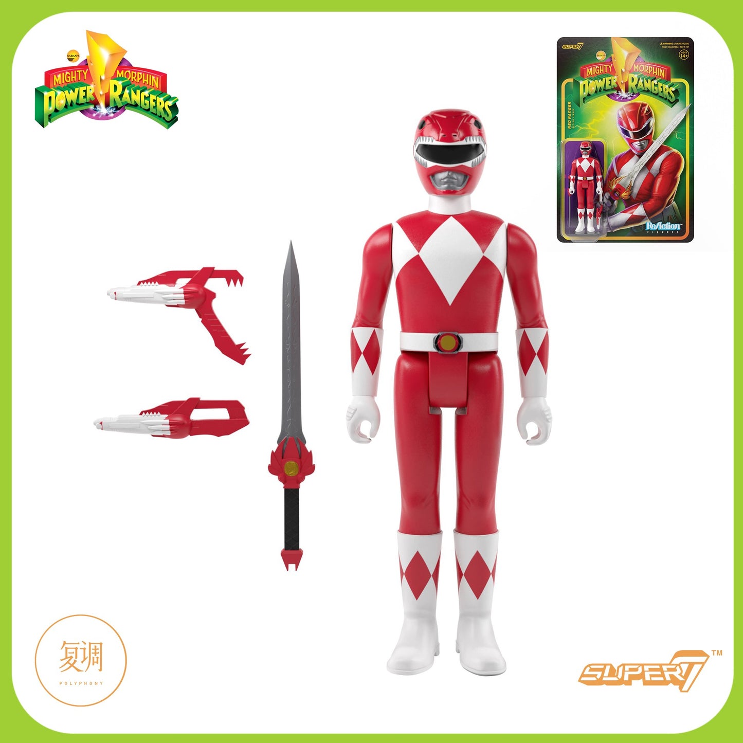 Em Estoque Super7 Mighty Morphin Power Rangers Carded Series 1 - Conjunto de Presente com Modelos Dragonzord, Red Ranger e Rita Repulsa